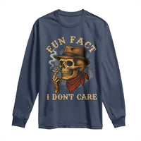 Funny Skull Sarcastic Long Sleeve Shirt Fun Fact I Don Not Care - Wonder Print Shop
