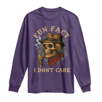Funny Skull Sarcastic Long Sleeve Shirt Fun Fact I Don Not Care - Wonder Print Shop