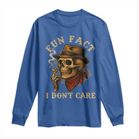 Funny Skull Sarcastic Long Sleeve Shirt Fun Fact I Don Not Care - Wonder Print Shop