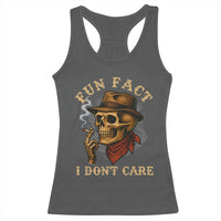 Funny Skull Sarcastic Racerback Tank Top Fun Fact I Don Not Care - Wonder Print Shop