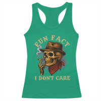 Funny Skull Sarcastic Racerback Tank Top Fun Fact I Don Not Care - Wonder Print Shop