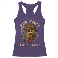 Funny Skull Sarcastic Racerback Tank Top Fun Fact I Don Not Care - Wonder Print Shop