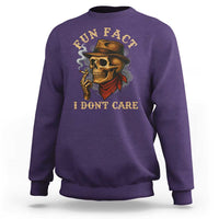 Funny Skull Sarcastic Sweatshirt Fun Fact I Don Not Care - Wonder Print Shop