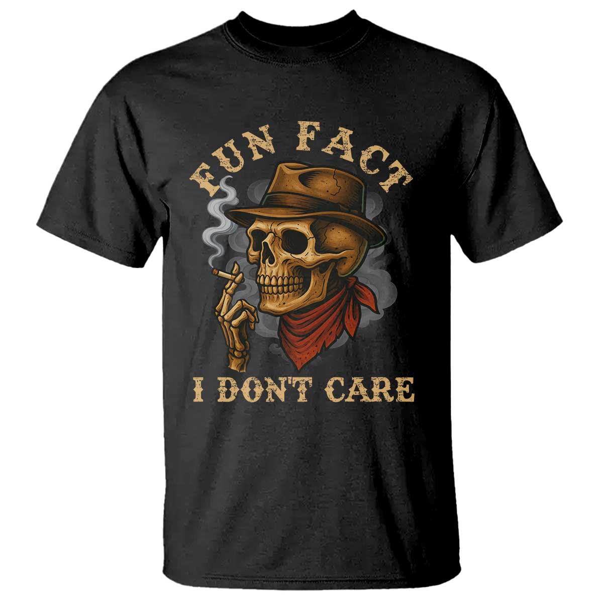Funny Skull Sarcastic T Shirt Fun Fact I Don Not Care - Wonder Print Shop