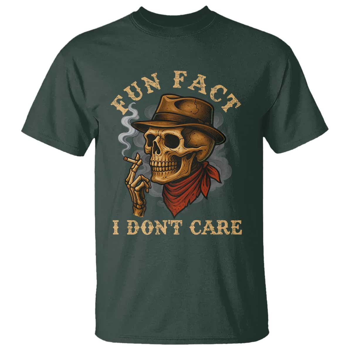 Funny Skull Sarcastic T Shirt Fun Fact I Don Not Care - Wonder Print Shop