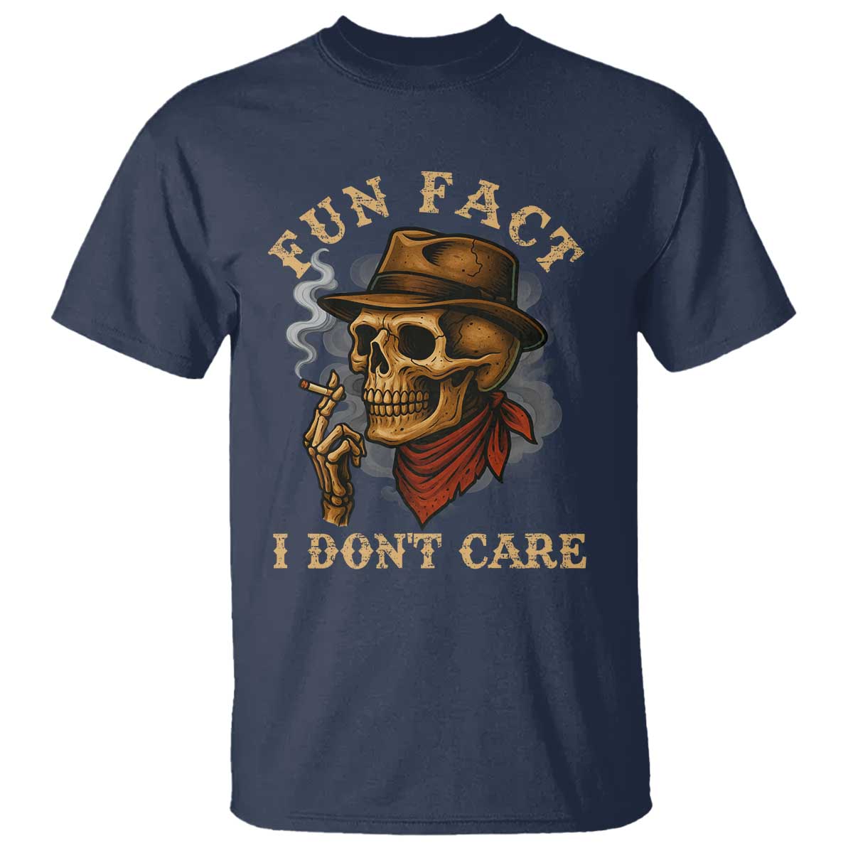 Funny Skull Sarcastic T Shirt Fun Fact I Don Not Care - Wonder Print Shop