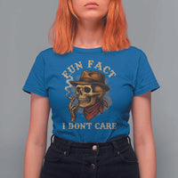Funny Skull Sarcastic T Shirt For Women Fun Fact I Don Not Care - Wonder Print Shop