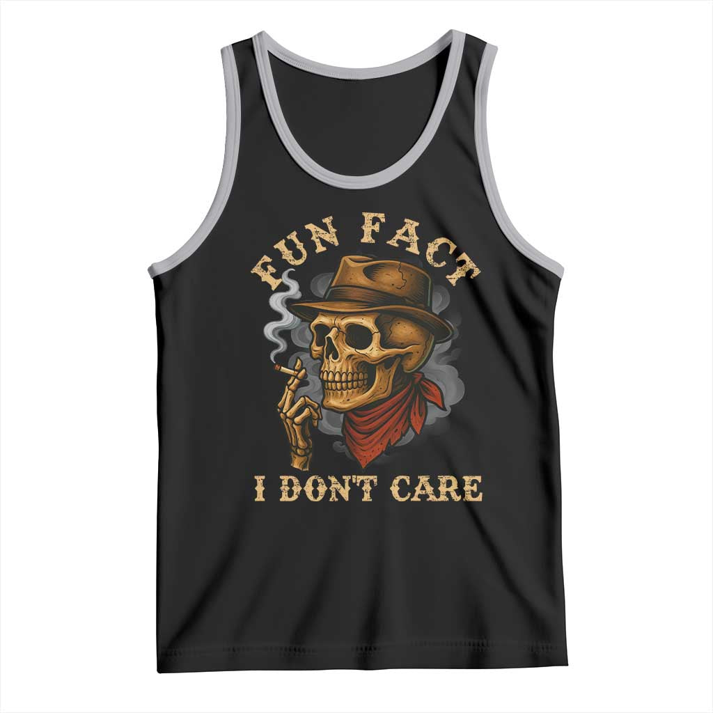 Funny Skull Sarcastic Tank Top Fun Fact I Don Not Care - Wonder Print Shop