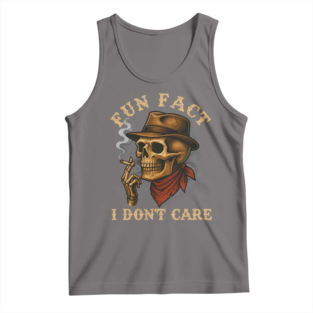 Funny Skull Sarcastic Tank Top Fun Fact I Don Not Care - Wonder Print Shop