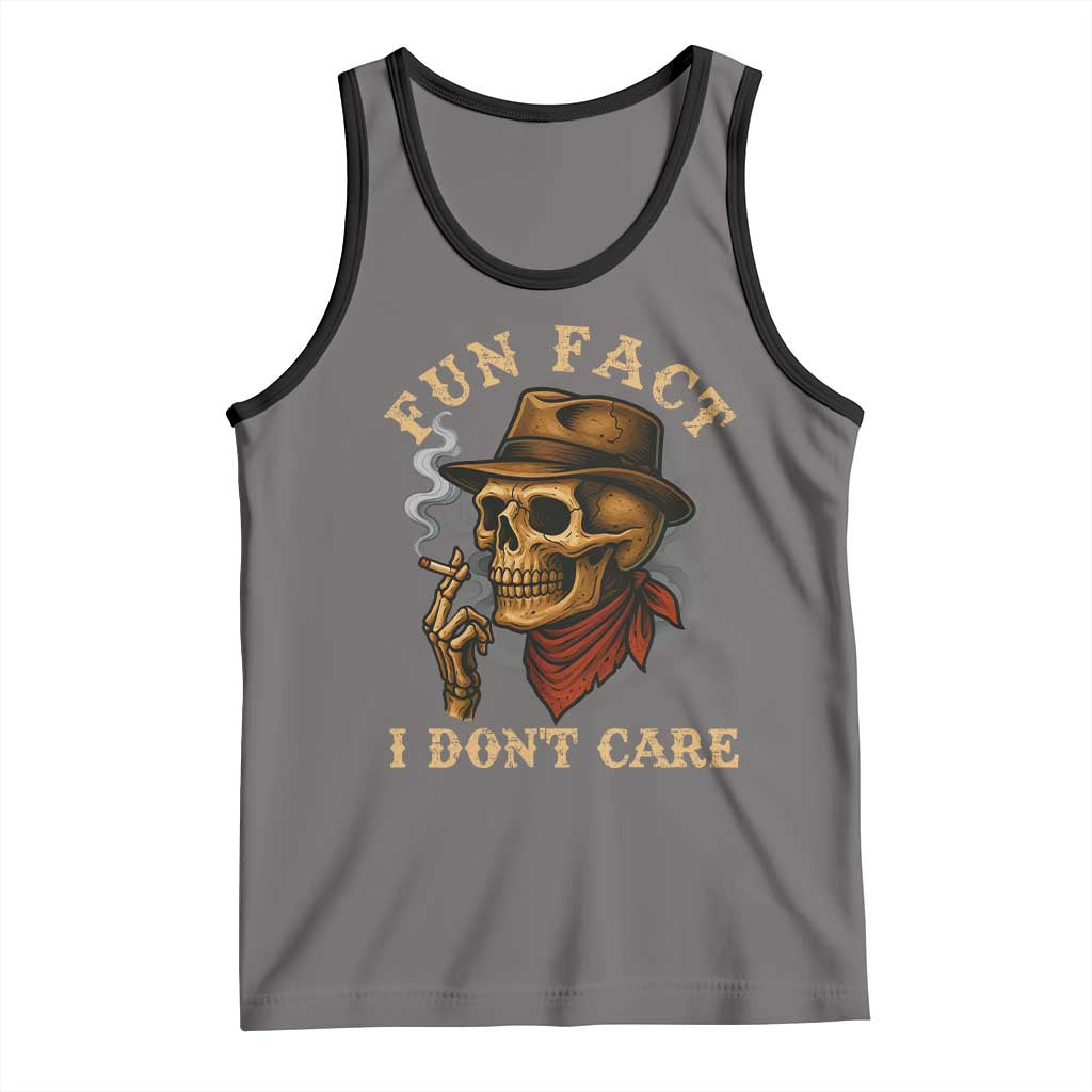 Funny Skull Sarcastic Tank Top Fun Fact I Don Not Care - Wonder Print Shop