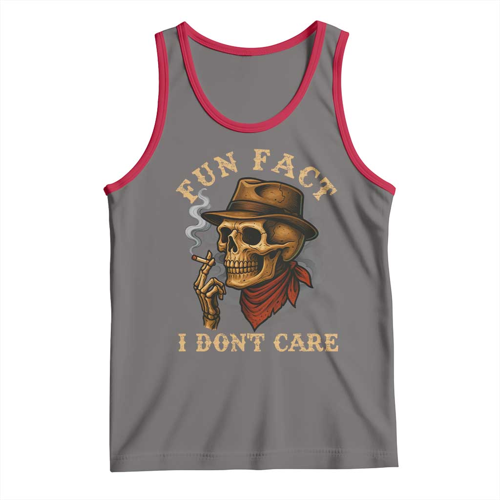 Funny Skull Sarcastic Tank Top Fun Fact I Don Not Care - Wonder Print Shop