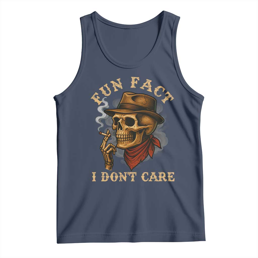 Funny Skull Sarcastic Tank Top Fun Fact I Don Not Care - Wonder Print Shop
