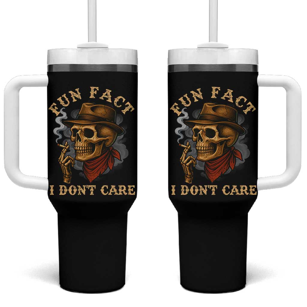 Funny Skull Sarcastic Tumbler With Handle Fun Fact I Don Not Care