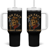 Funny Skull Sarcastic Tumbler With Handle Fun Fact I Don Not Care