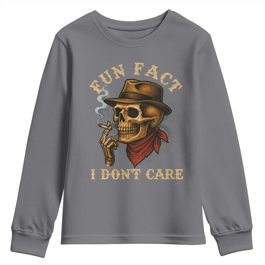 Funny Skull Sarcastic Youth Sweatshirt Fun Fact I Don Not Care - Wonder Print Shop