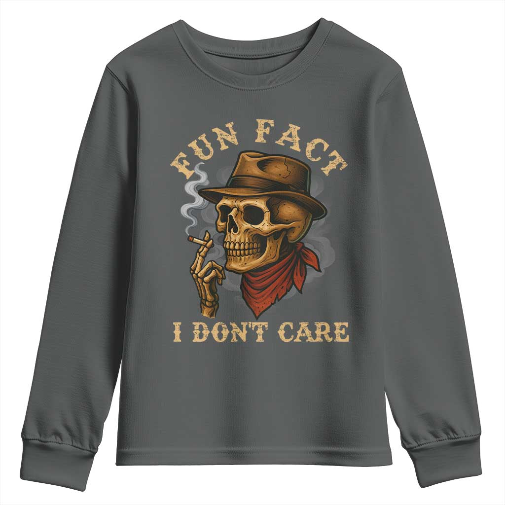 Funny Skull Sarcastic Youth Sweatshirt Fun Fact I Don Not Care - Wonder Print Shop
