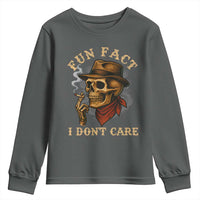 Funny Skull Sarcastic Youth Sweatshirt Fun Fact I Don Not Care - Wonder Print Shop