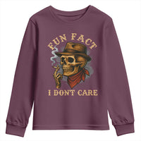 Funny Skull Sarcastic Youth Sweatshirt Fun Fact I Don Not Care - Wonder Print Shop