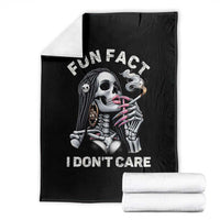 Funny Skeleton Smoking Throw Blanket Fun Fact I Don Not Care Sarcastic Women Skull - Wonder Print Shop