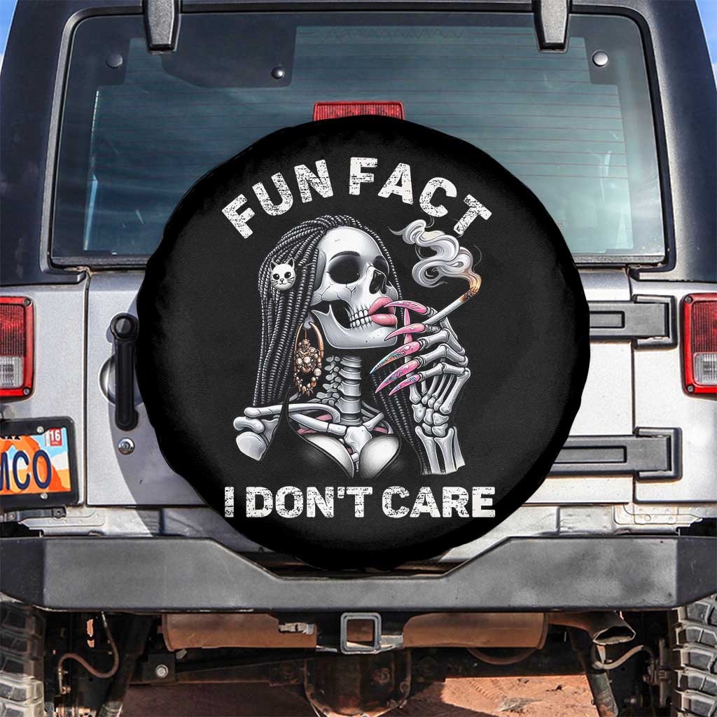 Funny Skeleton Smoking Spare Tire Cover Fun Fact I Don Not Care Sarcastic Women Skull - Wonder Print Shop