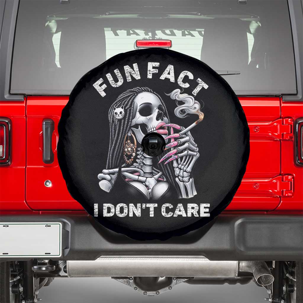 Funny Skeleton Smoking Spare Tire Cover Fun Fact I Don Not Care Sarcastic Women Skull - Wonder Print Shop