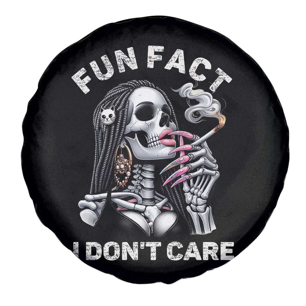 Funny Skeleton Smoking Spare Tire Cover Fun Fact I Don Not Care Sarcastic Women Skull - Wonder Print Shop
