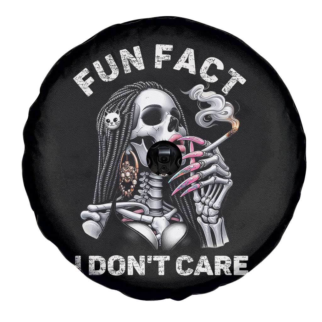 Funny Skeleton Smoking Spare Tire Cover Fun Fact I Don Not Care Sarcastic Women Skull - Wonder Print Shop