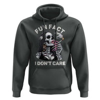 Funny Skeleton Smoking Hoodie Fun Fact I Don Not Care Sarcastic Women Skull - Wonder Print Shop