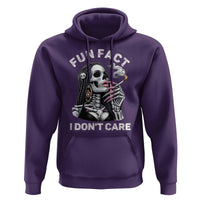 Funny Skeleton Smoking Hoodie Fun Fact I Don Not Care Sarcastic Women Skull - Wonder Print Shop