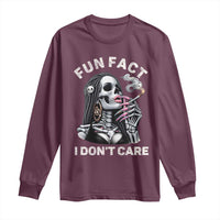 Funny Skeleton Smoking Long Sleeve Shirt Fun Fact I Don Not Care Sarcastic Women Skull - Wonder Print Shop