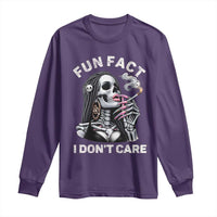 Funny Skeleton Smoking Long Sleeve Shirt Fun Fact I Don Not Care Sarcastic Women Skull - Wonder Print Shop