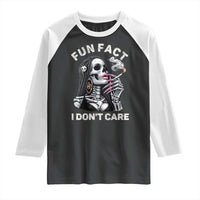 Funny Skeleton Smoking Raglan Shirt Fun Fact I Don Not Care Sarcastic Women Skull - Wonder Print Shop