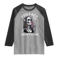 Funny Skeleton Smoking Raglan Shirt Fun Fact I Don Not Care Sarcastic Women Skull - Wonder Print Shop