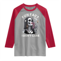 Funny Skeleton Smoking Raglan Shirt Fun Fact I Don Not Care Sarcastic Women Skull - Wonder Print Shop