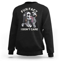 Funny Skeleton Smoking Sweatshirt Fun Fact I Don Not Care Sarcastic Women Skull - Wonder Print Shop
