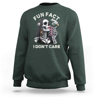 Funny Skeleton Smoking Sweatshirt Fun Fact I Don Not Care Sarcastic Women Skull - Wonder Print Shop