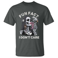 Funny Skeleton Smoking T Shirt Fun Fact I Don Not Care Sarcastic Women Skull - Wonder Print Shop
