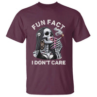 Funny Skeleton Smoking T Shirt Fun Fact I Don Not Care Sarcastic Women Skull - Wonder Print Shop