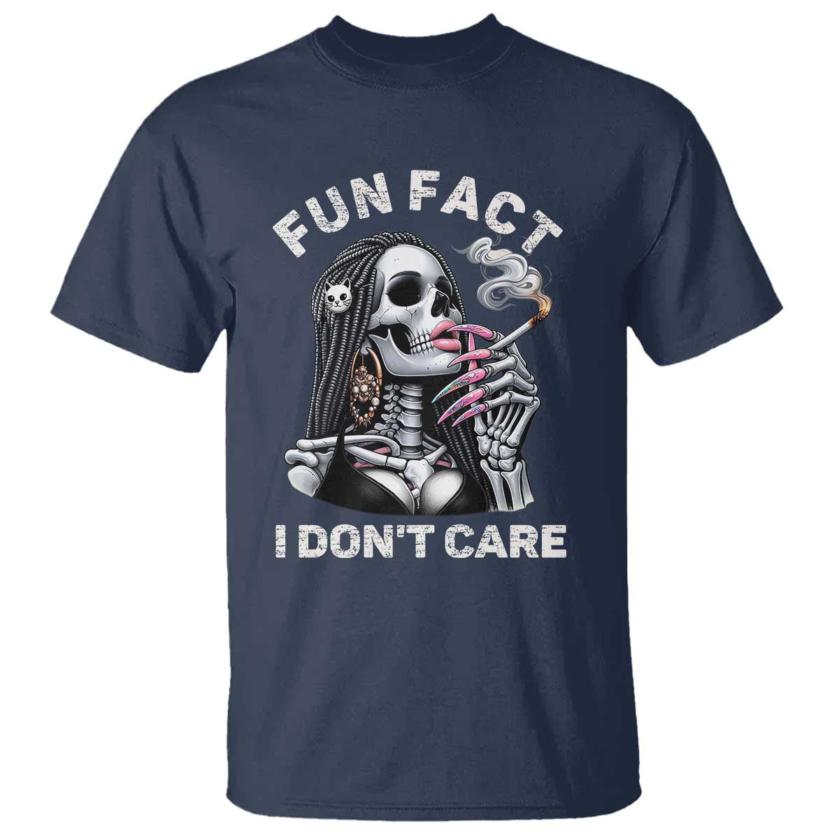 Funny Skeleton Smoking T Shirt Fun Fact I Don Not Care Sarcastic Women Skull - Wonder Print Shop