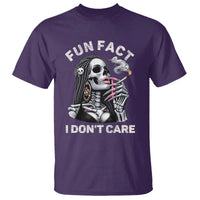 Funny Skeleton Smoking T Shirt Fun Fact I Don Not Care Sarcastic Women Skull - Wonder Print Shop