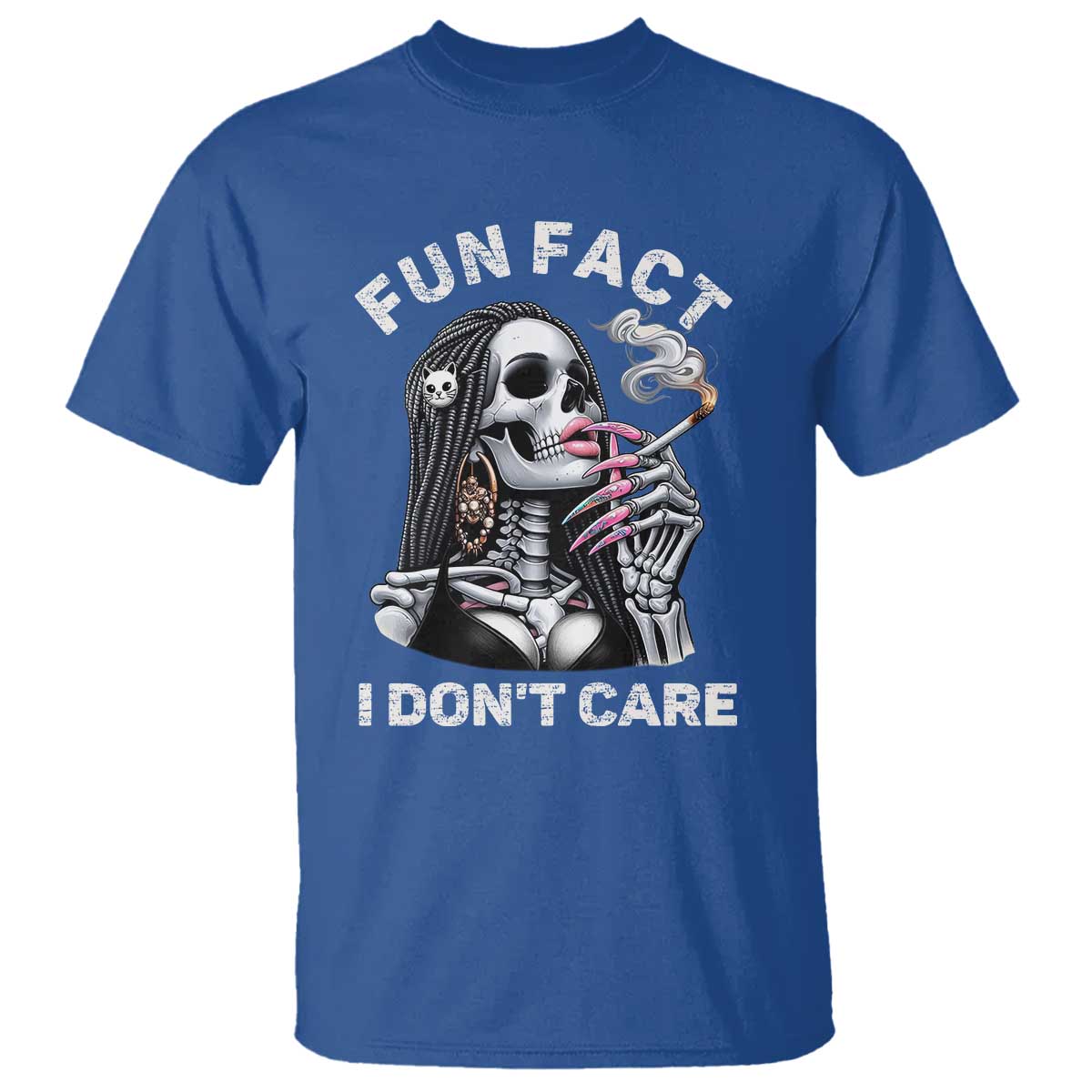 Funny Skeleton Smoking T Shirt Fun Fact I Don Not Care Sarcastic Women Skull - Wonder Print Shop