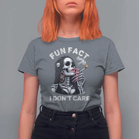 Funny Skeleton Smoking T Shirt For Women Fun Fact I Don Not Care Sarcastic Women Skull - Wonder Print Shop