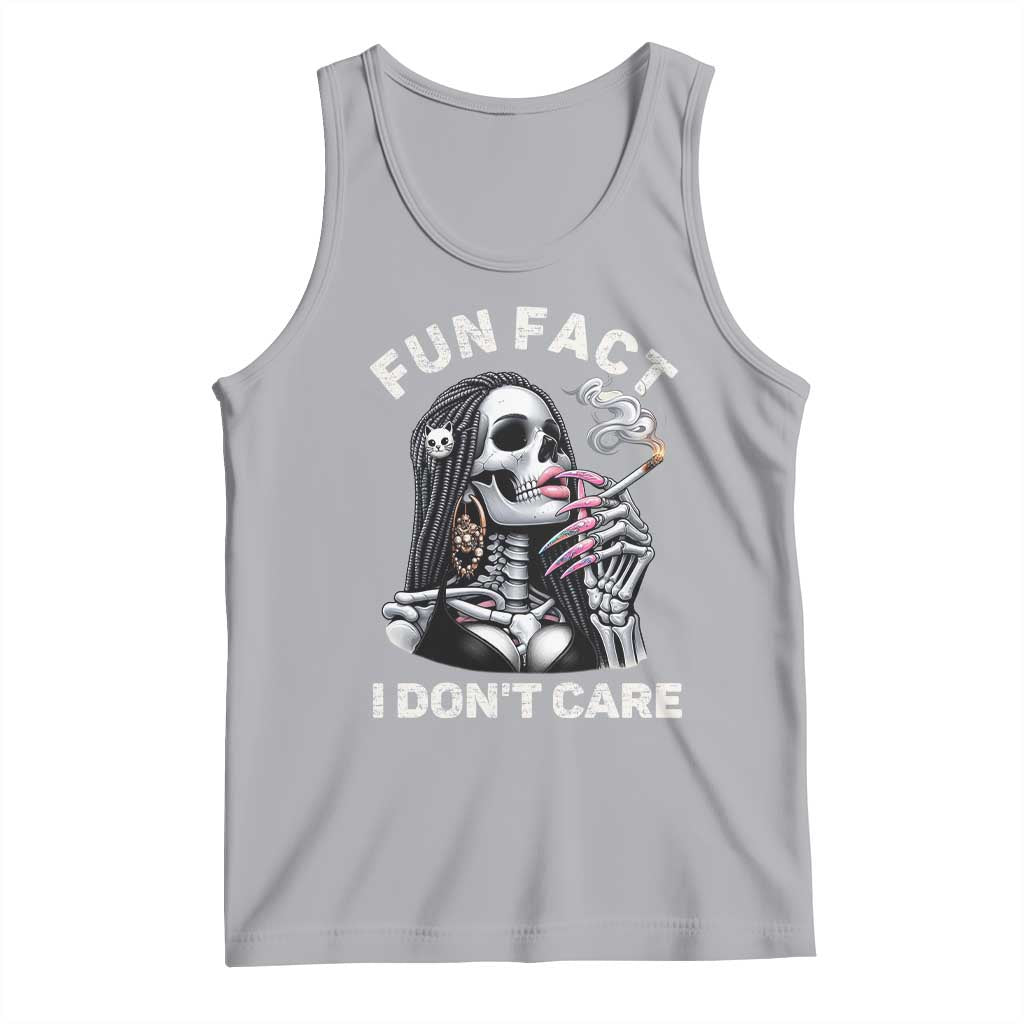 Funny Skeleton Smoking Tank Top Fun Fact I Don Not Care Sarcastic Women Skull - Wonder Print Shop
