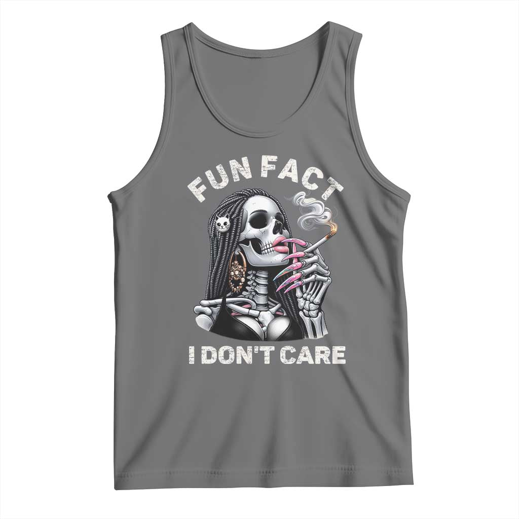 Funny Skeleton Smoking Tank Top Fun Fact I Don Not Care Sarcastic Women Skull - Wonder Print Shop