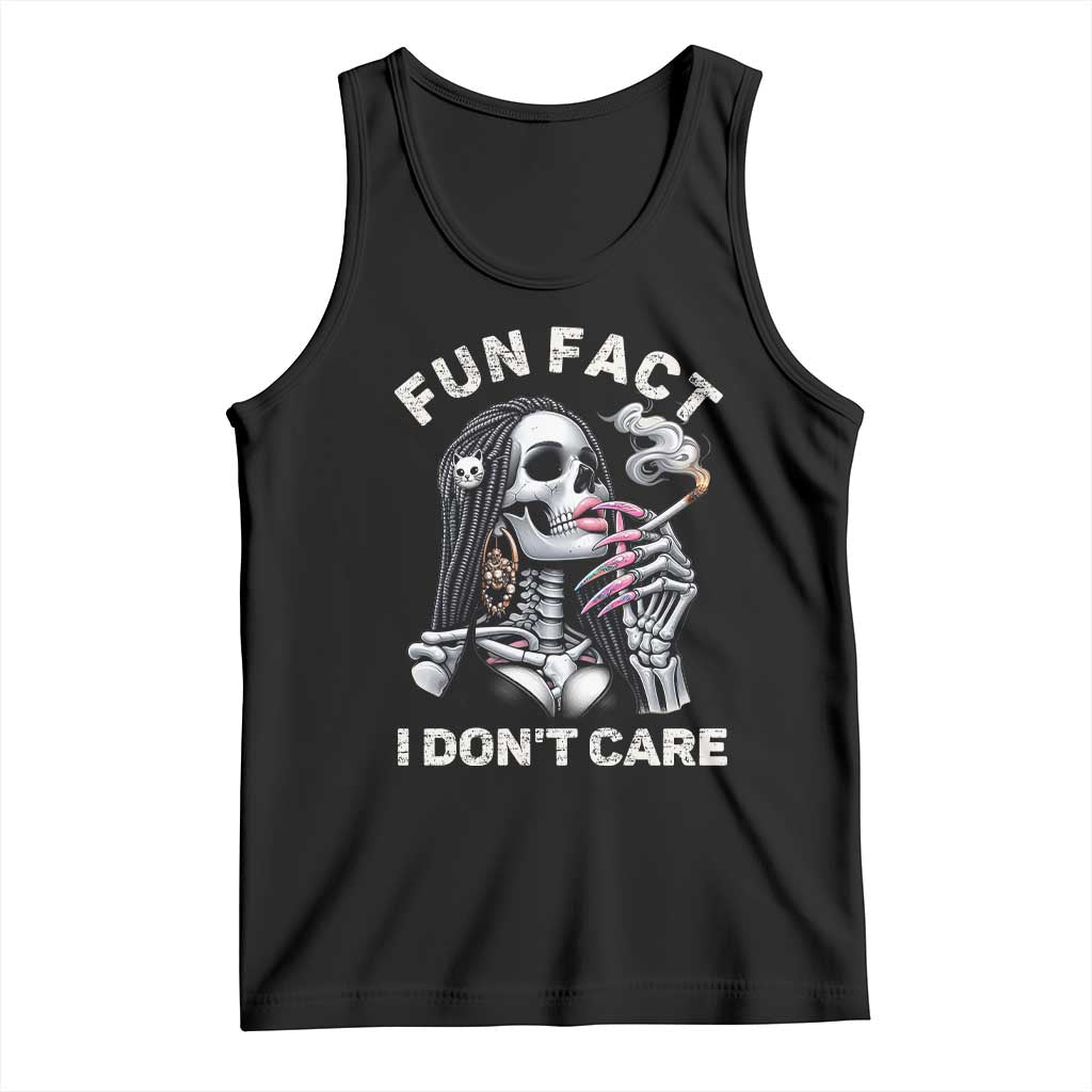 Funny Skeleton Smoking Tank Top Fun Fact I Don Not Care Sarcastic Women Skull - Wonder Print Shop