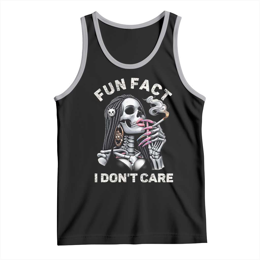 Funny Skeleton Smoking Tank Top Fun Fact I Don Not Care Sarcastic Women Skull - Wonder Print Shop
