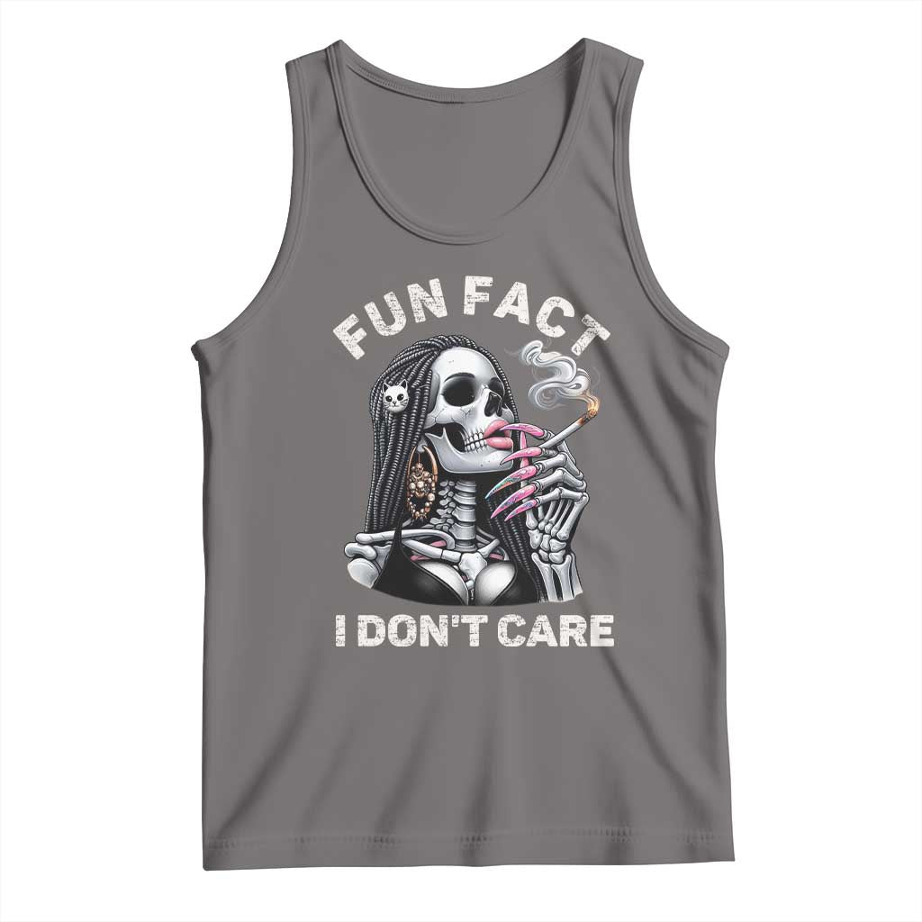 Funny Skeleton Smoking Tank Top Fun Fact I Don Not Care Sarcastic Women Skull - Wonder Print Shop