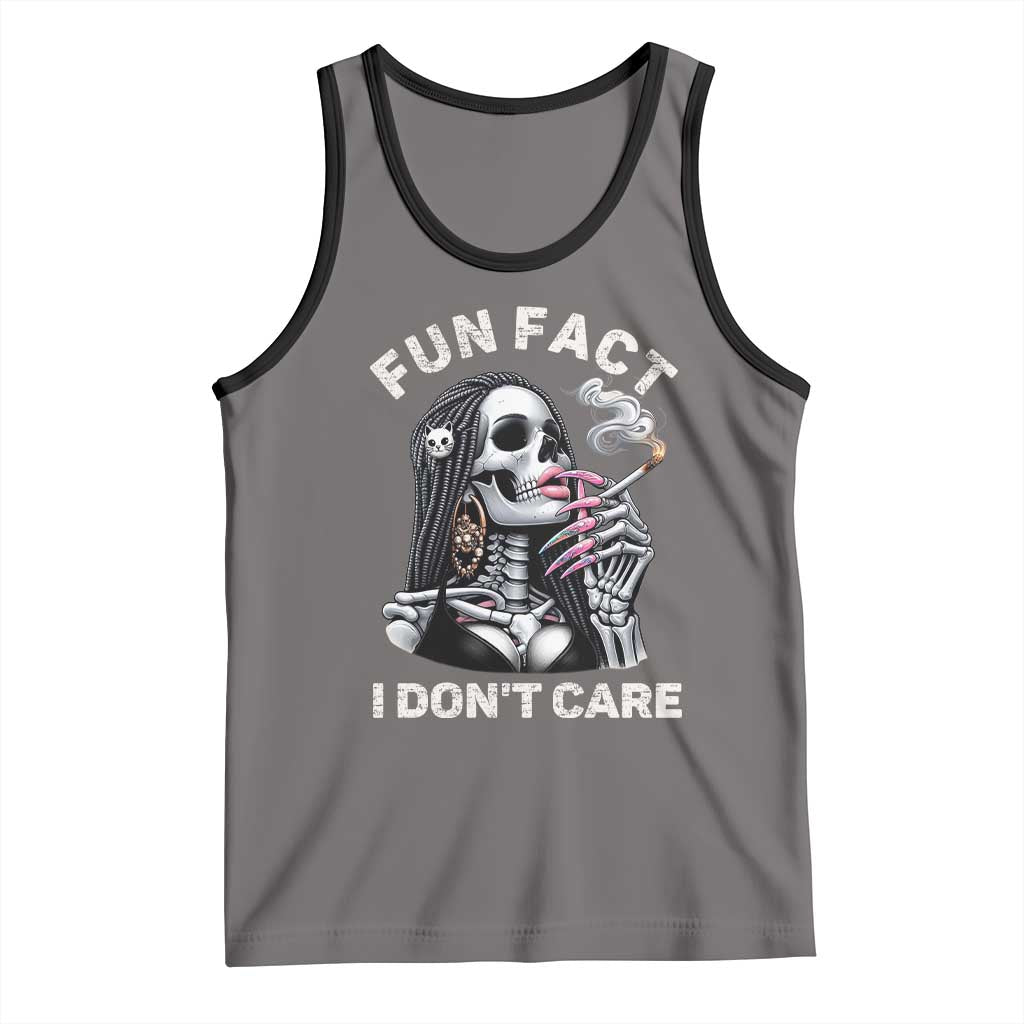 Funny Skeleton Smoking Tank Top Fun Fact I Don Not Care Sarcastic Women Skull - Wonder Print Shop