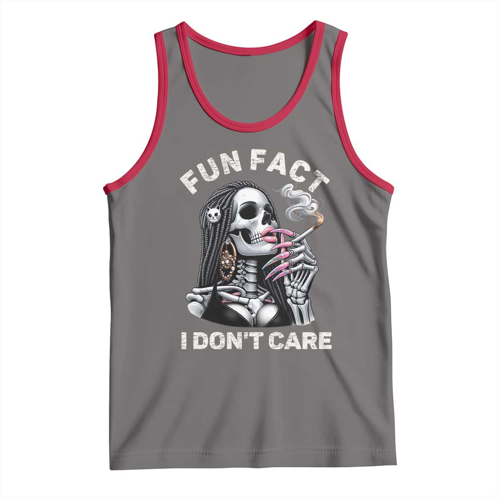 Funny Skeleton Smoking Tank Top Fun Fact I Don Not Care Sarcastic Women Skull - Wonder Print Shop