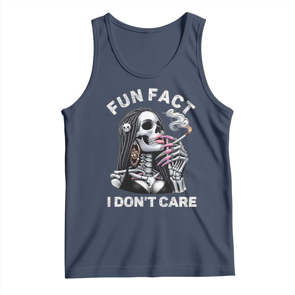 Funny Skeleton Smoking Tank Top Fun Fact I Don Not Care Sarcastic Women Skull - Wonder Print Shop